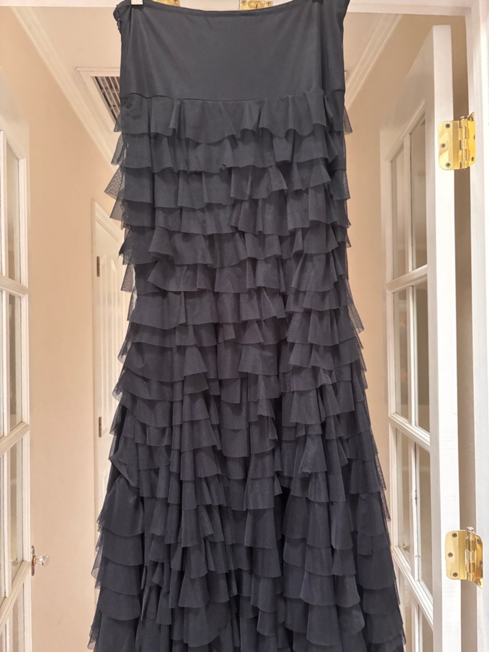 Black Tiered Ruffle Maxi Skirt by “Vintage Collection”